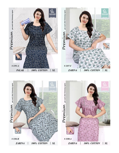 Palak Zarina Shivani Cotton Night Gowns Exporter India
