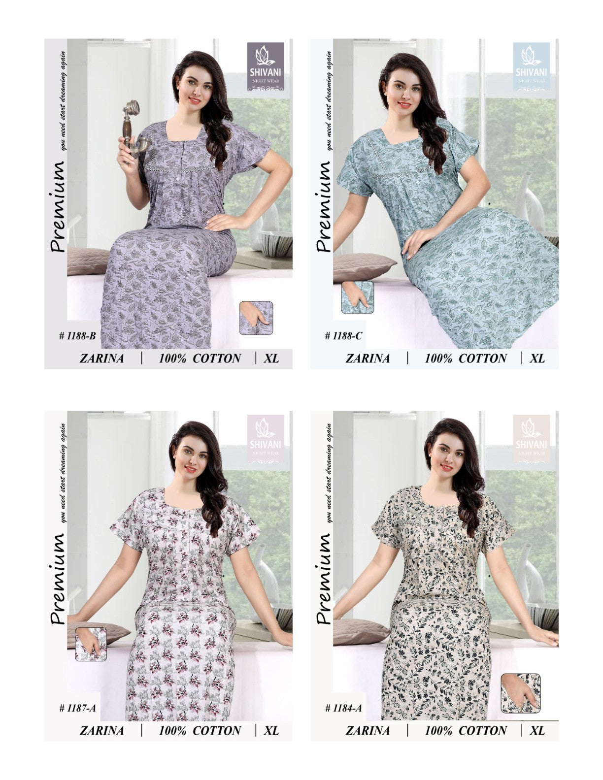 Palak Zarina Shivani Cotton Night Gowns Exporter India