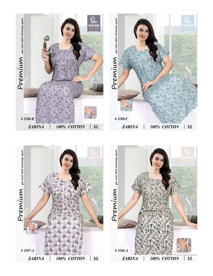 Palak Zarina Shivani Cotton Night Gowns Exporter India