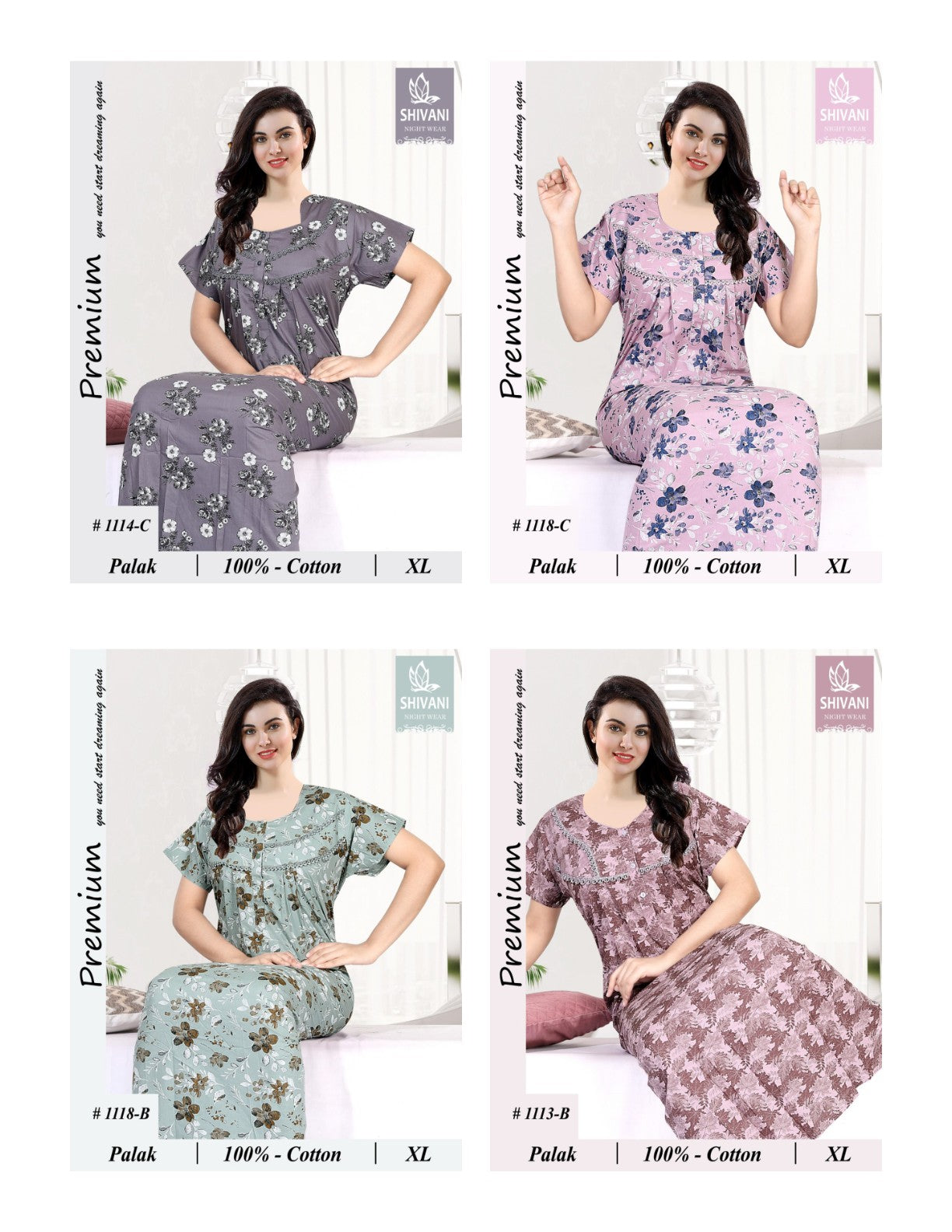 Palak Zarina Shivani Cotton Night Gowns Exporter India