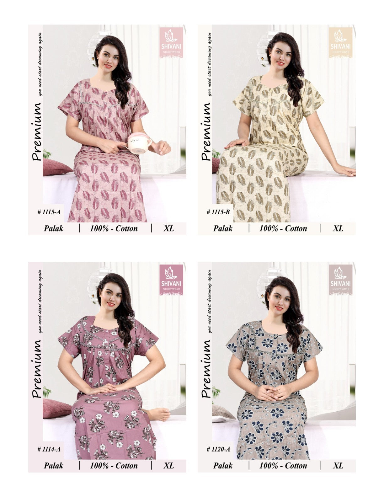 Palak Zarina Shivani Cotton Night Gowns Exporter India