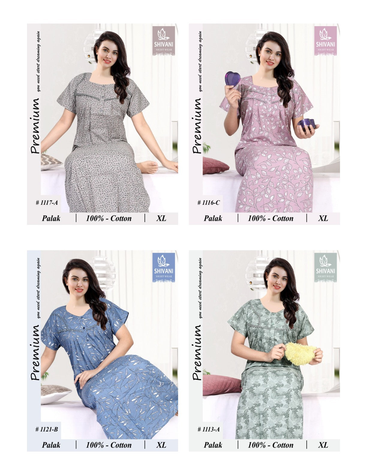 Palak Zarina Shivani Cotton Night Gowns Exporter India