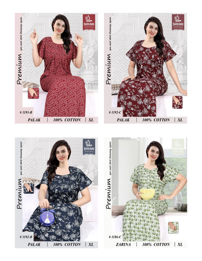 Palak Zarina Shivani Cotton Night Gowns Exporter India