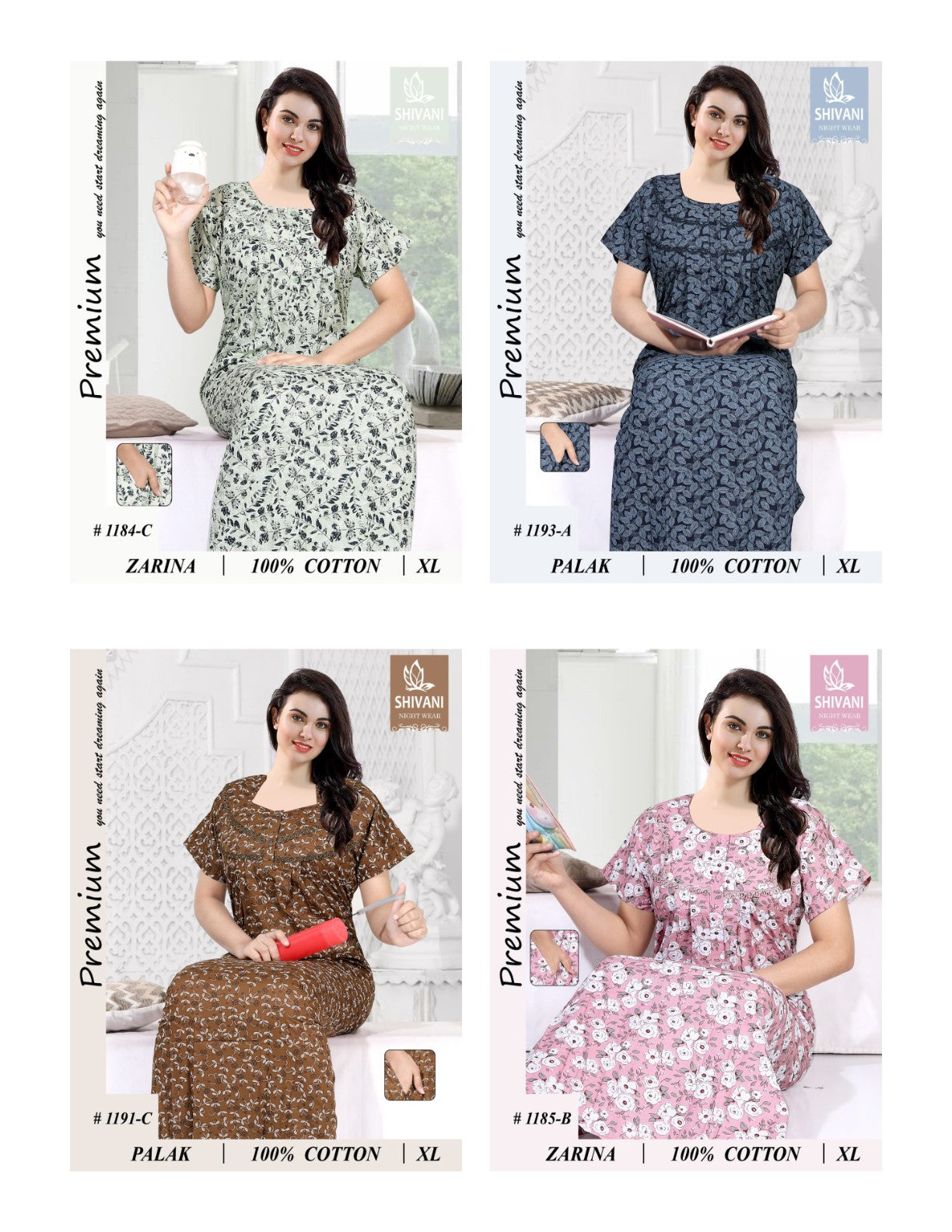 Palak Zarina Shivani Cotton Night Gowns Exporter India