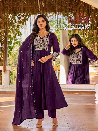 Palki Aanchi Mul Chanderi Readymade Anarkali Suits Wholesaler