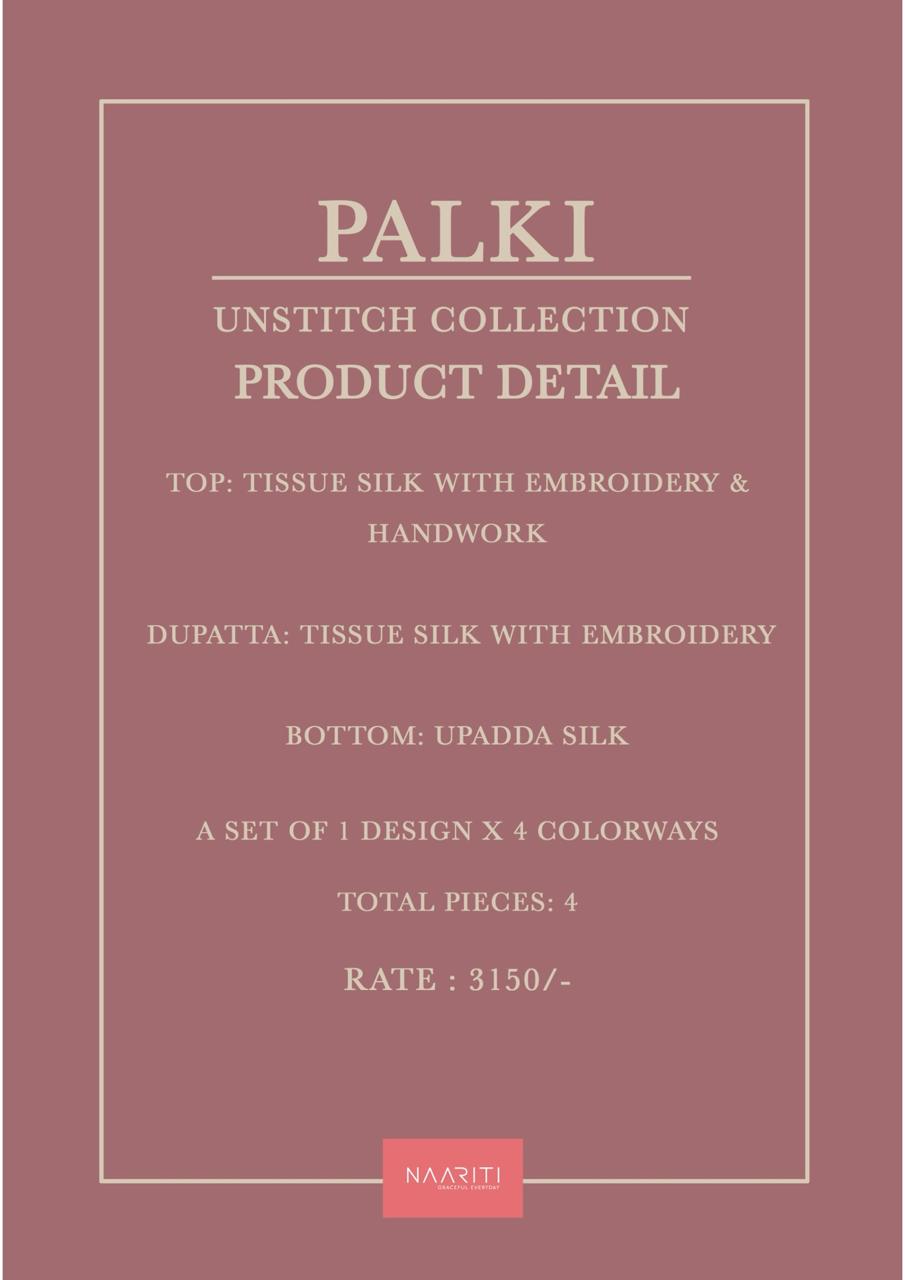 Palki Naariti Tissue Silk Pant Style Suits Exporter Ahmedabad