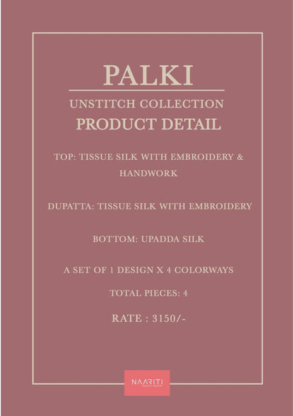 Palki Naariti Tissue Silk Pant Style Suits Exporter Ahmedabad