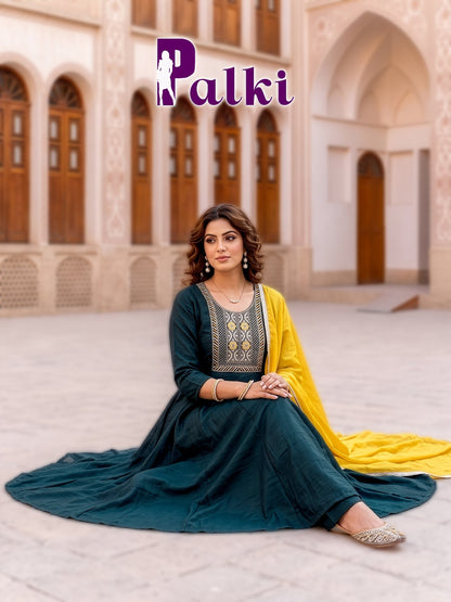 Palki Prmnt Vichitra Silk Readymade Anarkali Suits Supplier India