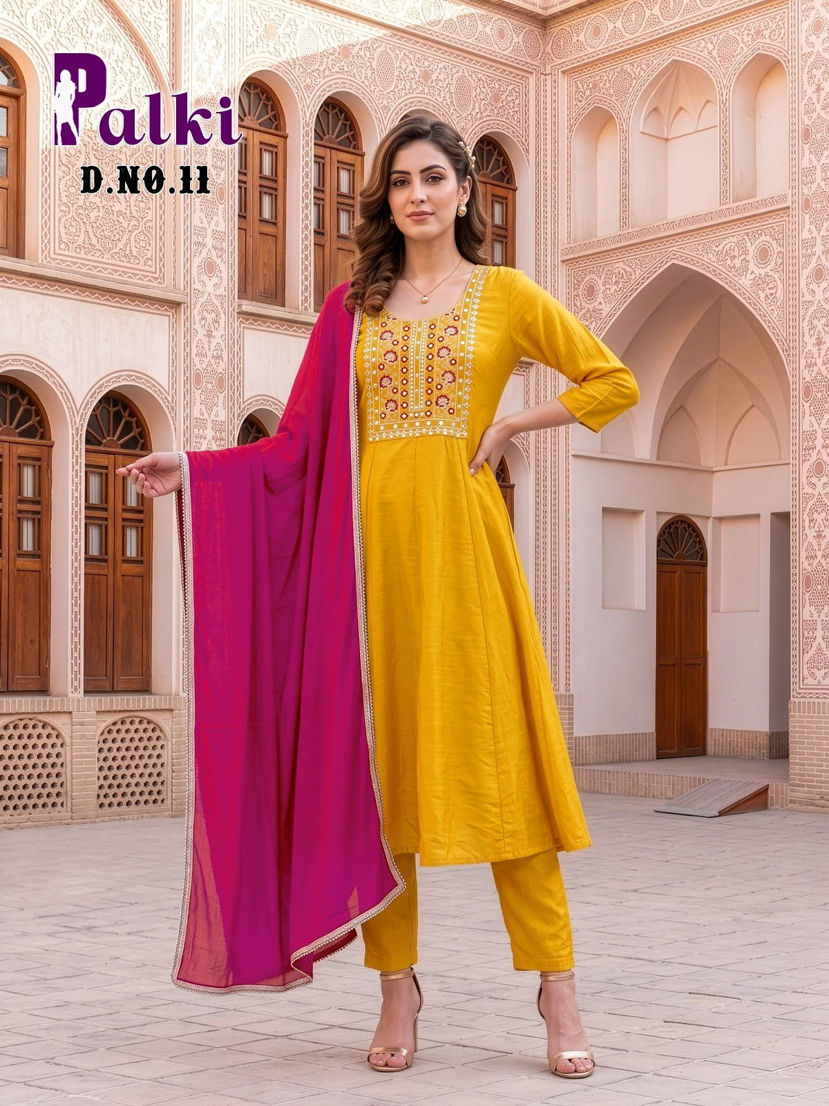 Palki Prmnt Vichitra Silk Readymade Anarkali Suits Supplier India