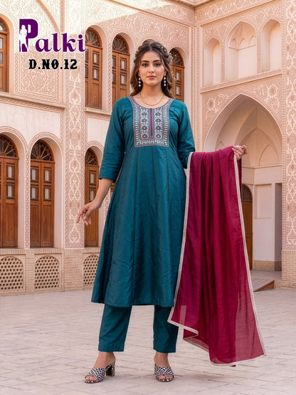 Palki Prmnt Vichitra Silk Readymade Anarkali Suits Supplier India