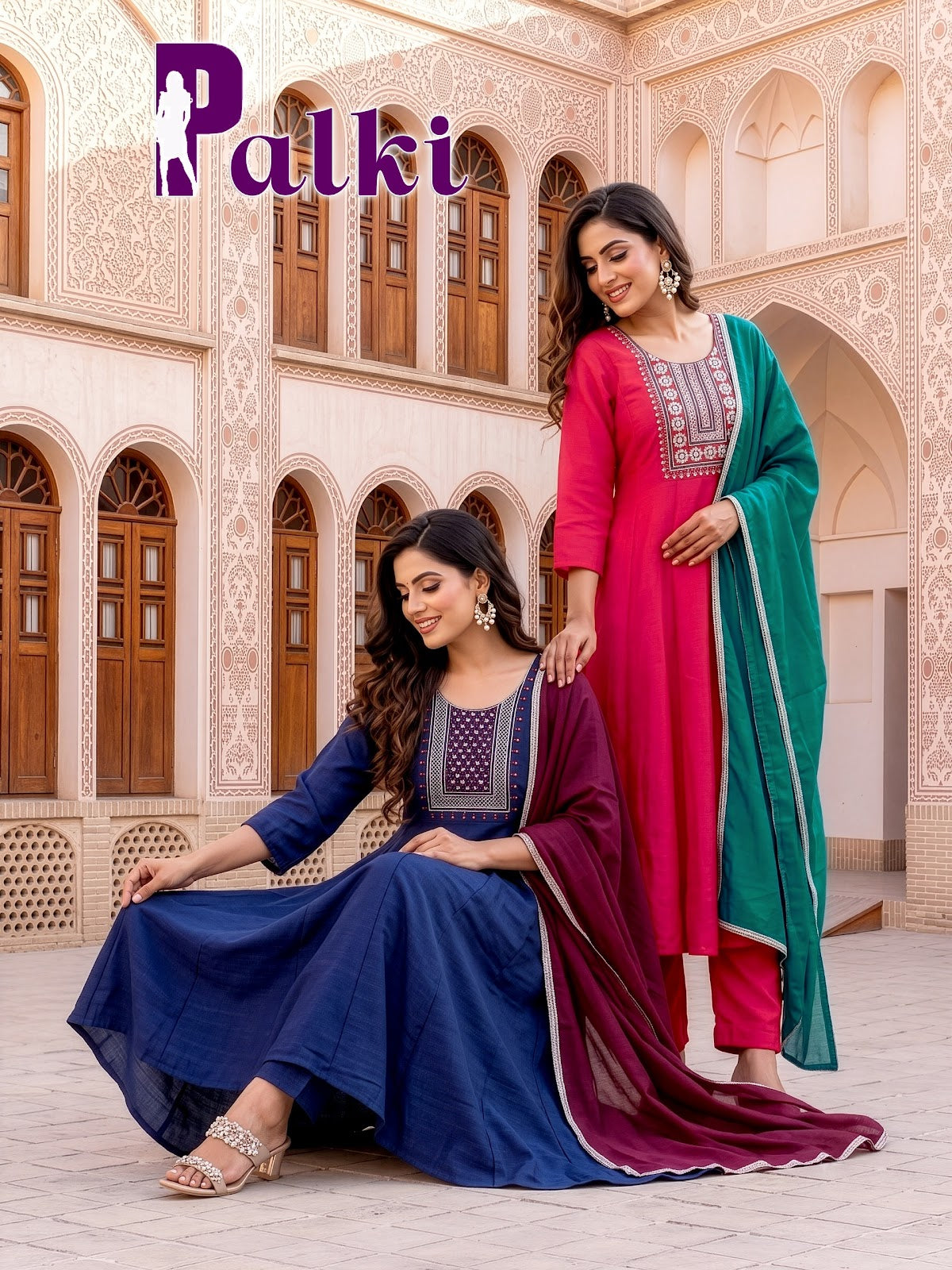 Palki Prmnt Vichitra Silk Readymade Anarkali Suits Supplier India
