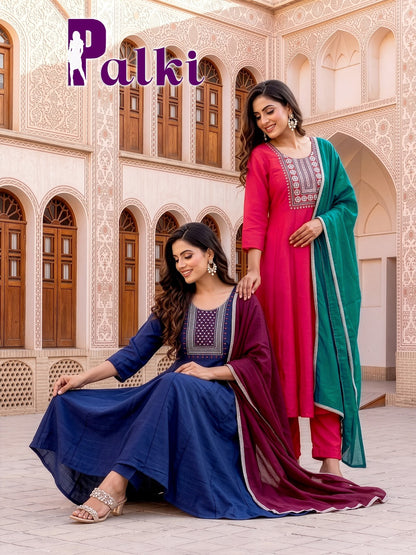 Palki Prmnt Vichitra Silk Readymade Anarkali Suits Supplier India