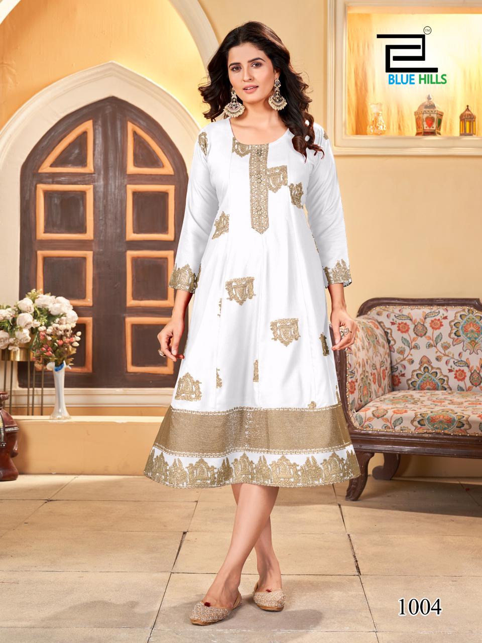 Palki Special Blue Hills Rayon 14Kg Anarkali Kurtis Wholesale Price