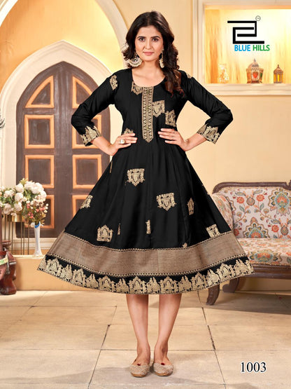 Palki Special Blue Hills Rayon 14Kg Anarkali Kurtis Wholesale Price