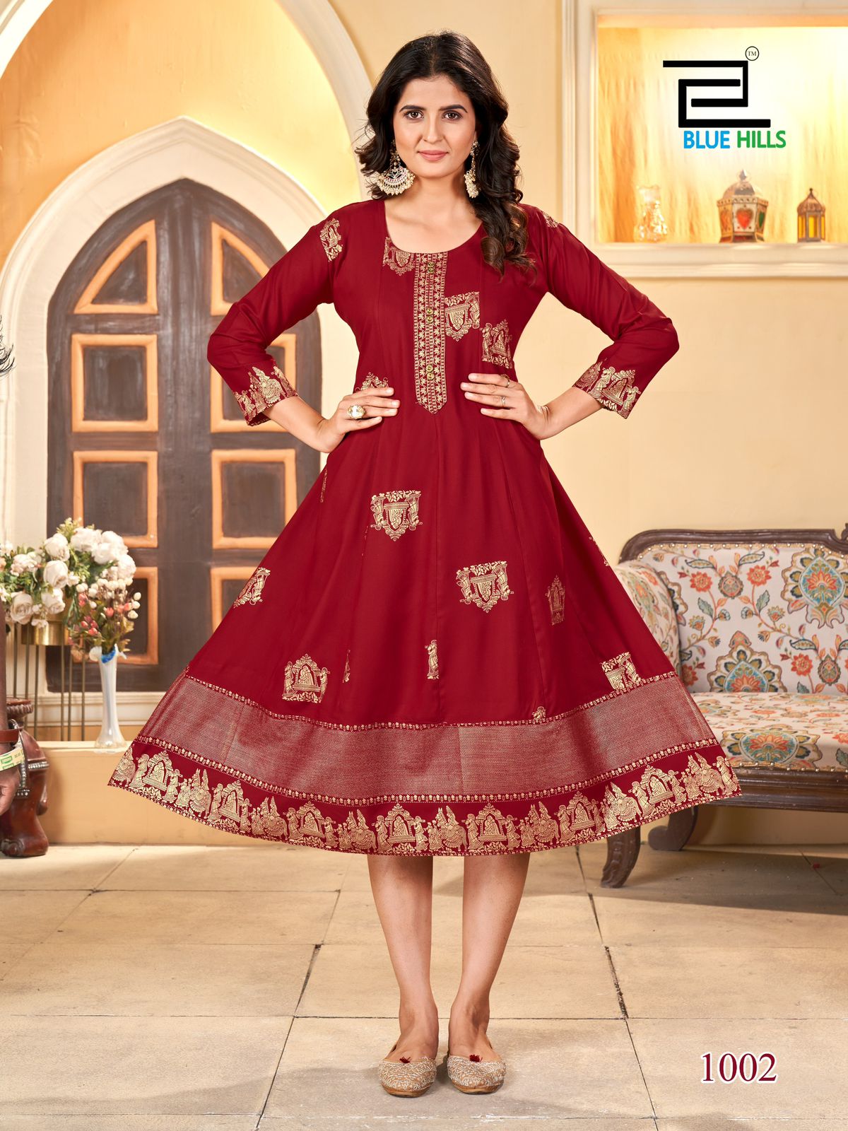 Palki Special Blue Hills Rayon 14Kg Anarkali Kurtis Wholesale Price