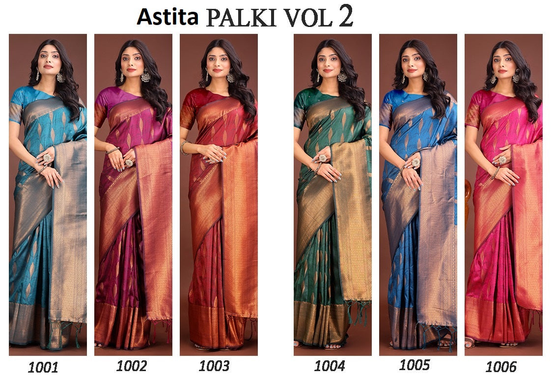 Palki Vol 2 1001-1006 Astita Banarasi Silk Sarees Exporter India