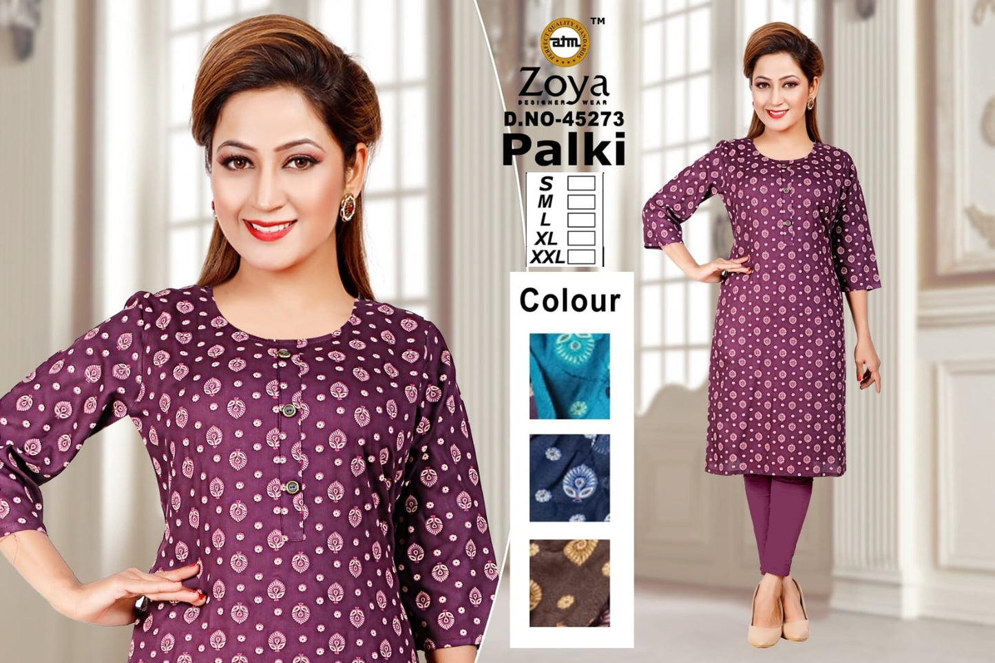 Palki Zoya Rayon Knee Length Kurtis Wholesale Price