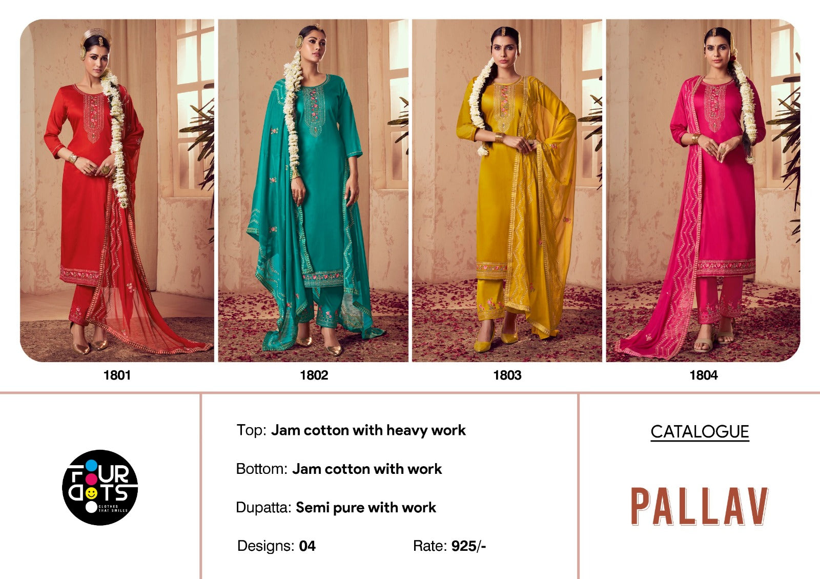 Pallav Four Dots Jam Cotton Pant Style Suits Wholesale Price