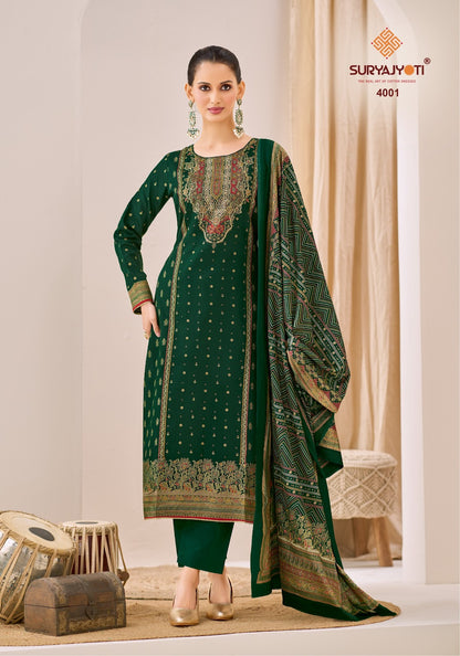 Pallavi Advance Vol 4 Suryajyoti Jaam Satin Karachi Salwar Suits Exporter Ahmedabad