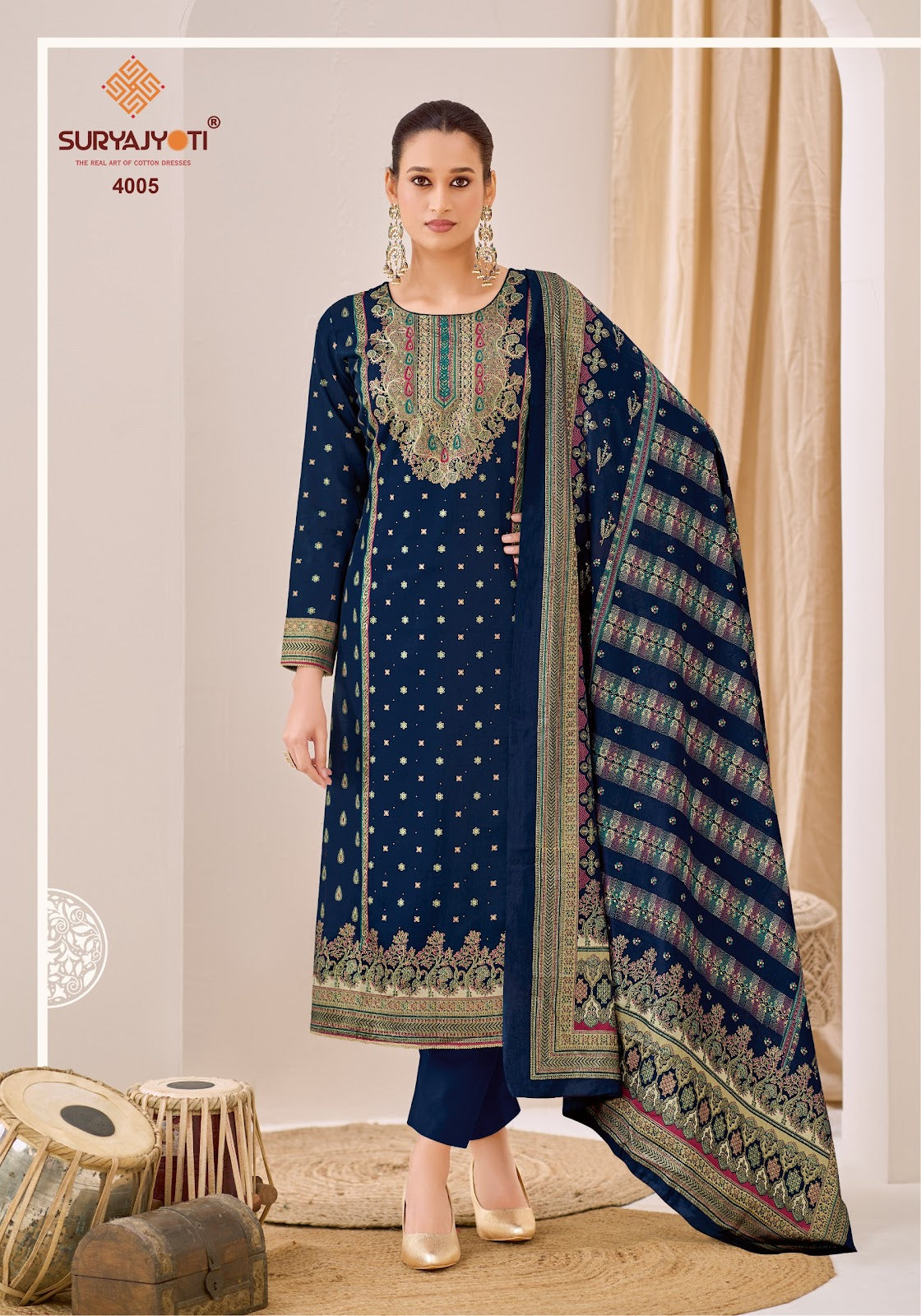 Pallavi Advance Vol 4 Suryajyoti Jaam Satin Karachi Salwar Suits Exporter Ahmedabad