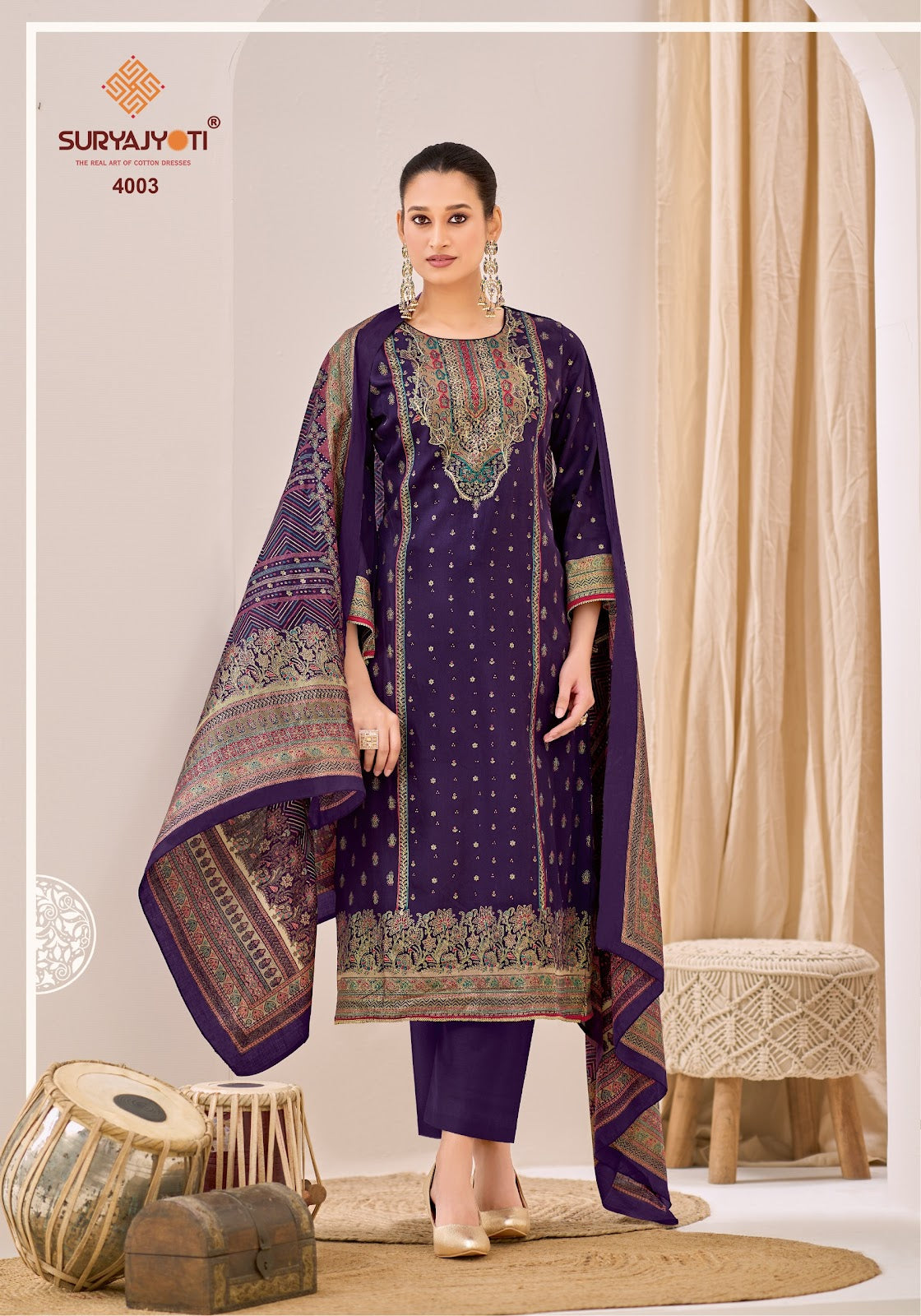 Pallavi Advance Vol 4 Suryajyoti Jaam Satin Karachi Salwar Suits Exporter Ahmedabad