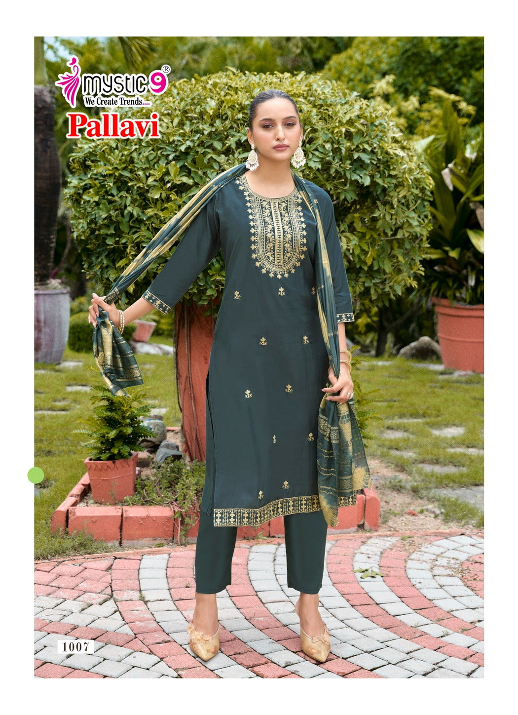 Pallavi Vol 1 Mystic 9 Roman Silk Readymade Pant Style Suits Manufacturer India