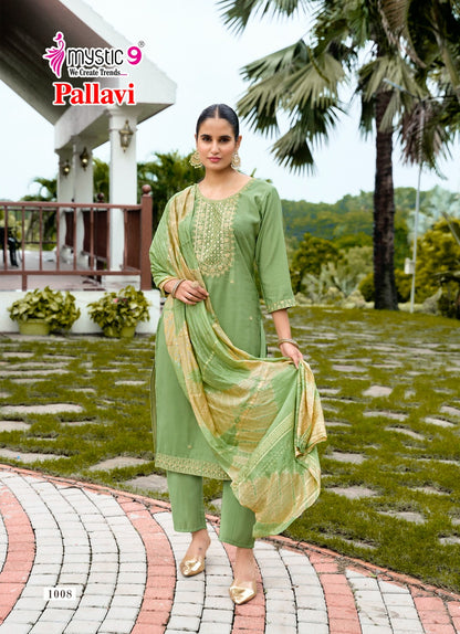 Pallavi Vol 1 Mystic 9 Roman Silk Readymade Pant Style Suits Manufacturer India