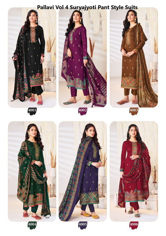 Pallavi Vol 4 Suryajyoti Jam Satin Pant Style Suits Manufacturer Gujarat