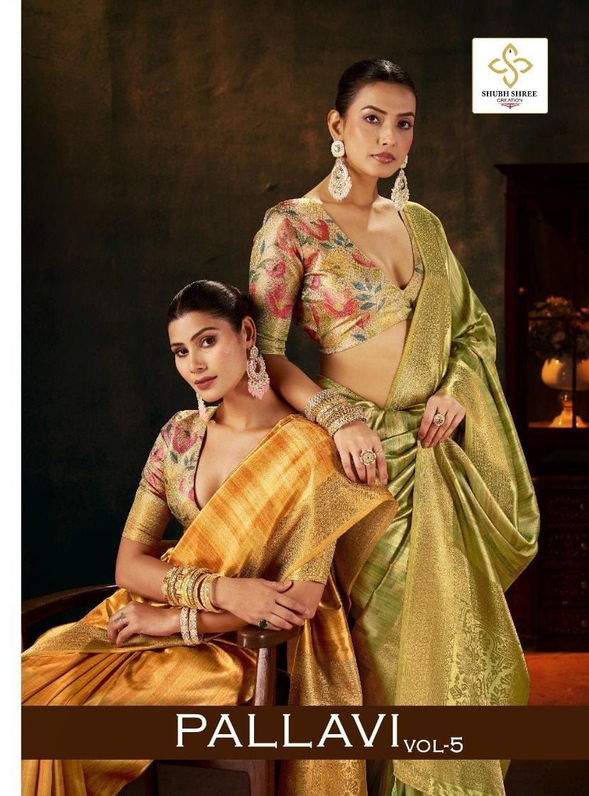 Pallavi Vol 5 Shubh Shree Tusser Silk Sarees Supplier