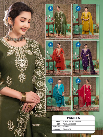 Pamela Kaya Roman Readymade Pant Style Suits Manufacturer India