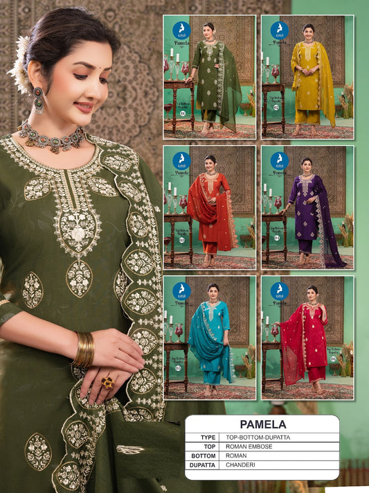 Pamela Kaya Roman Readymade Pant Style Suits Manufacturer India