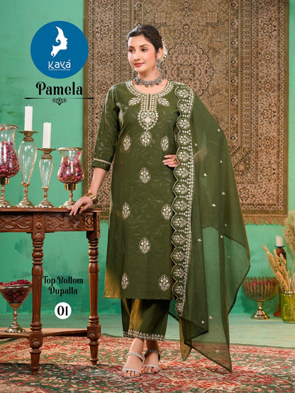 Pamela Kaya Roman Readymade Pant Style Suits Manufacturer India