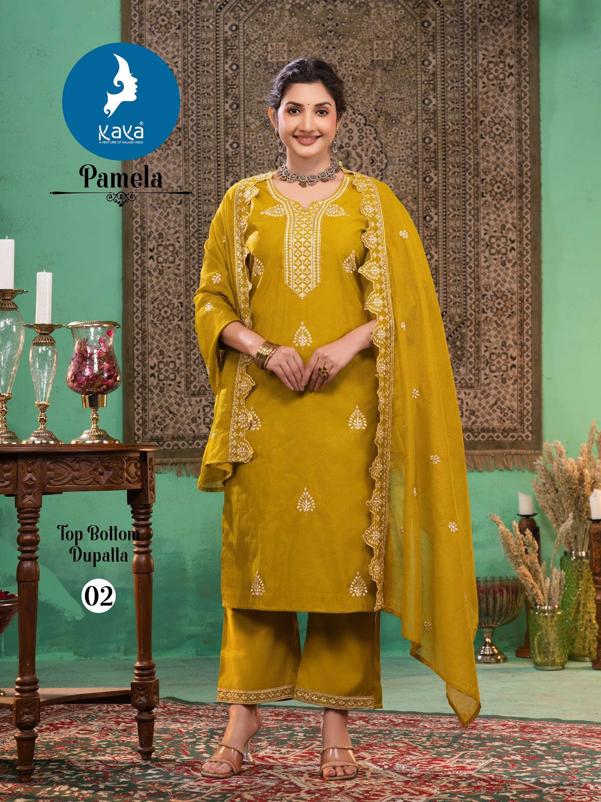 Pamela Kaya Roman Readymade Pant Style Suits Manufacturer India