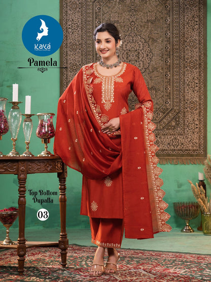 Pamela Kaya Roman Readymade Pant Style Suits Manufacturer India
