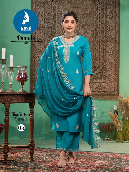 Pamela Kaya Roman Readymade Pant Style Suits Manufacturer India