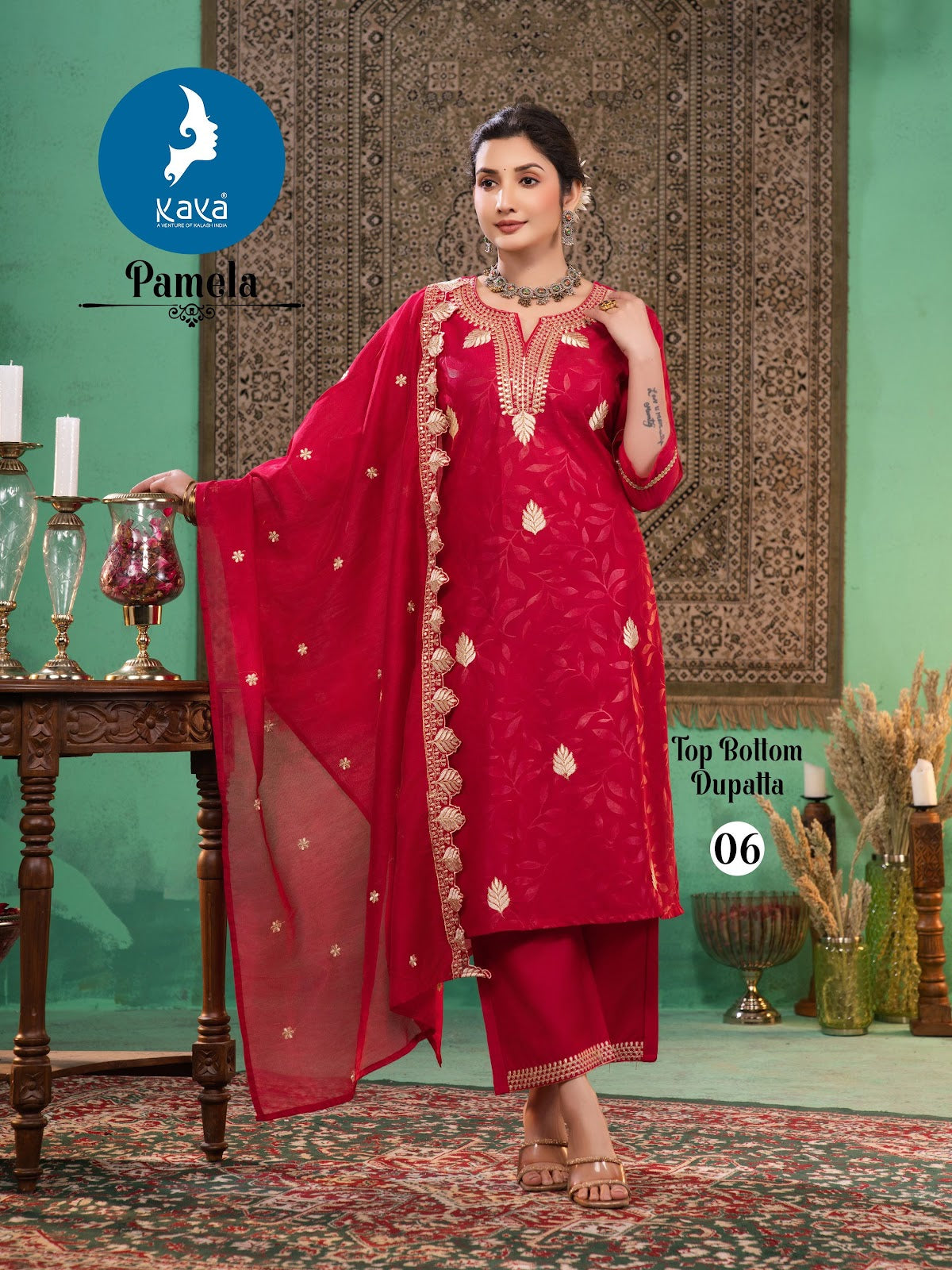 Pamela Kaya Roman Readymade Pant Style Suits Manufacturer India