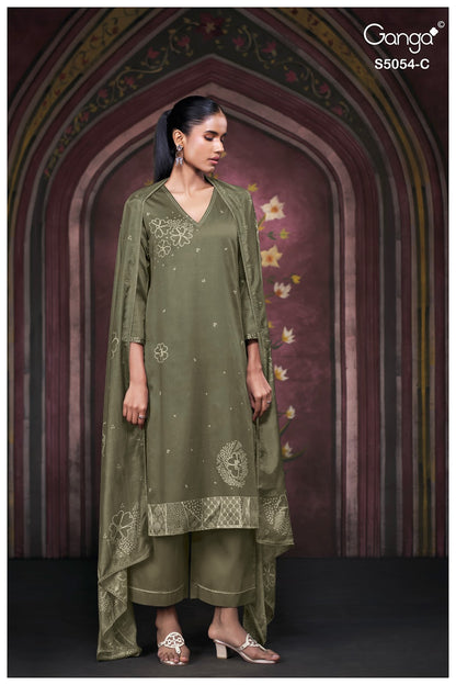 Pamela S5054 Ganga Cotton Satin Pant Style Suits Exporter