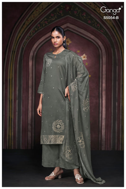 Pamela S5054 Ganga Cotton Satin Pant Style Suits Exporter