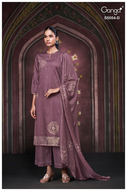Pamela S5054 Ganga Cotton Satin Pant Style Suits Exporter