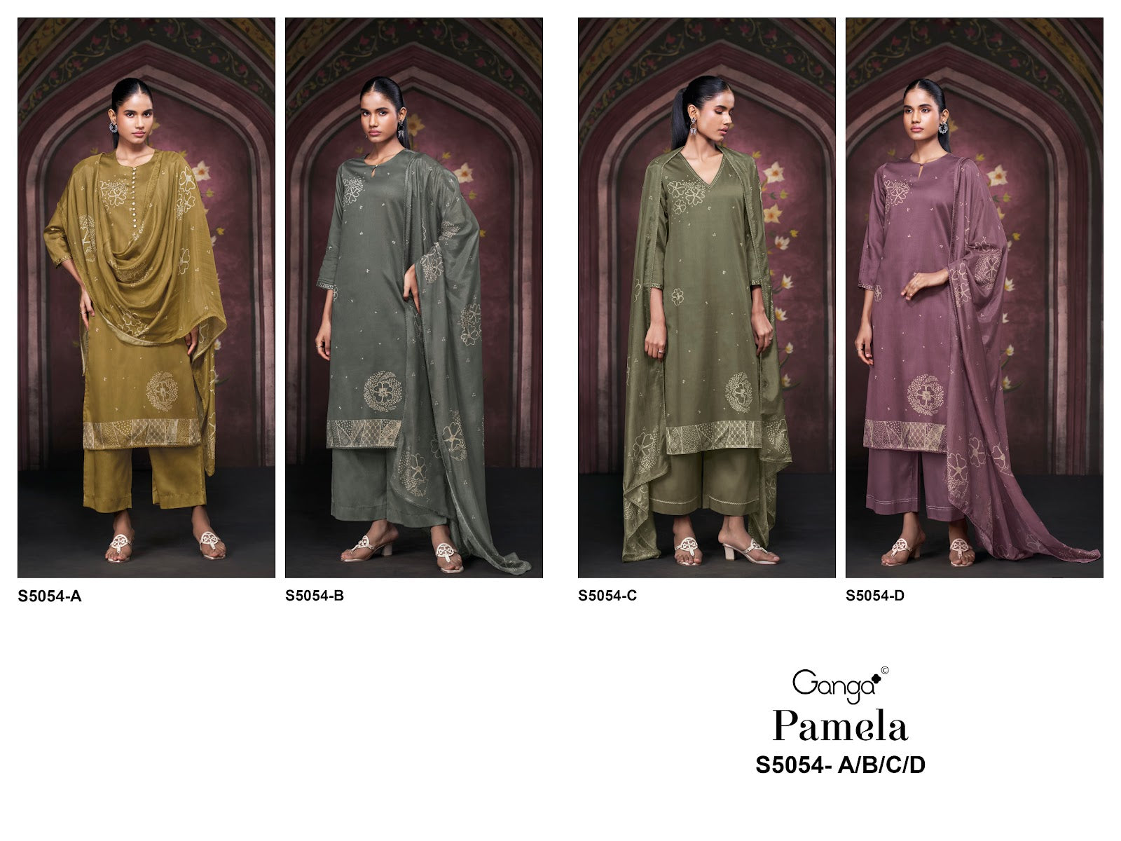 Pamela S5054 Ganga Cotton Satin Pant Style Suits Exporter