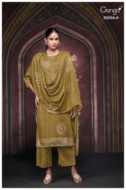 Pamela S5054 Ganga Cotton Satin Pant Style Suits Exporter