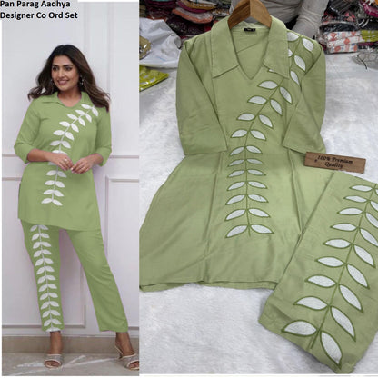 Pan Parag Aadhya Designer Rayon Cotton Co Ord Set Wholesale