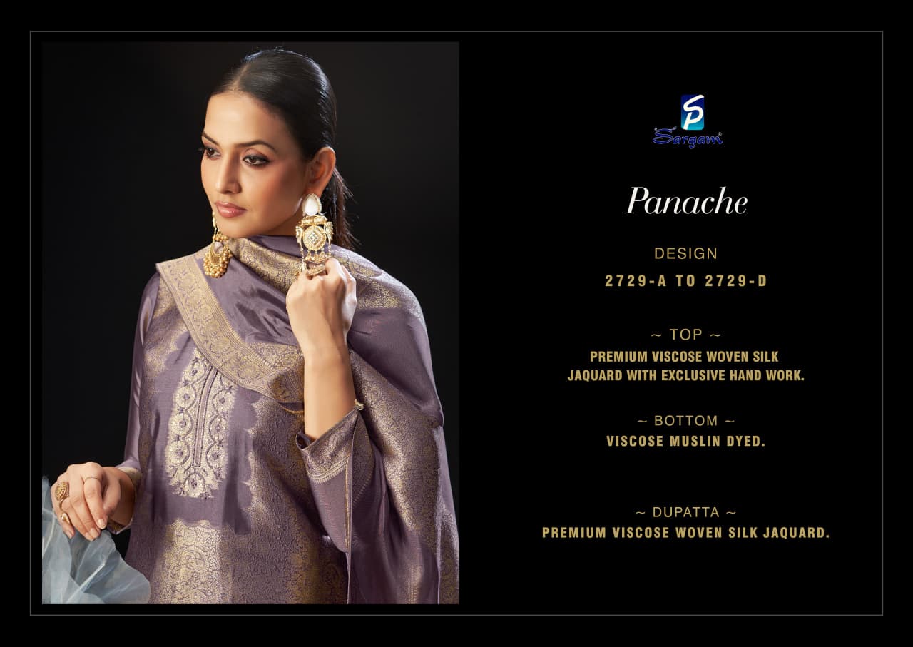 Panache Sargam Prints Silk Jacquard Pant Style Suits Wholesale Rate