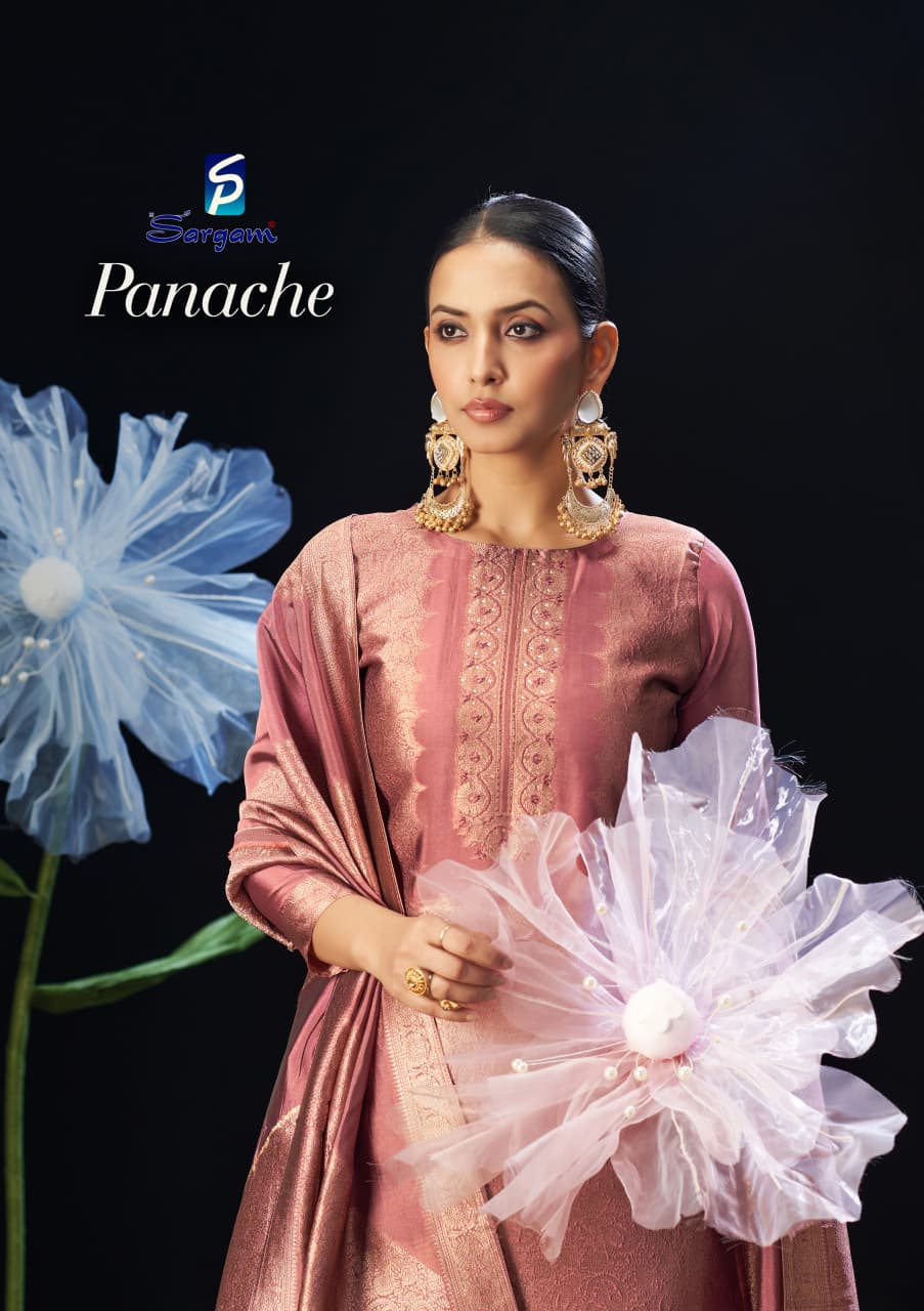 Panache Sargam Prints Silk Jacquard Pant Style Suits Wholesale Rate