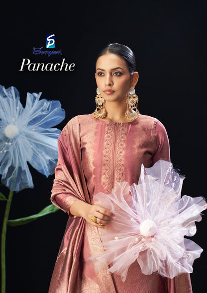 Panache Sargam Prints Silk Jacquard Pant Style Suits Wholesale Rate