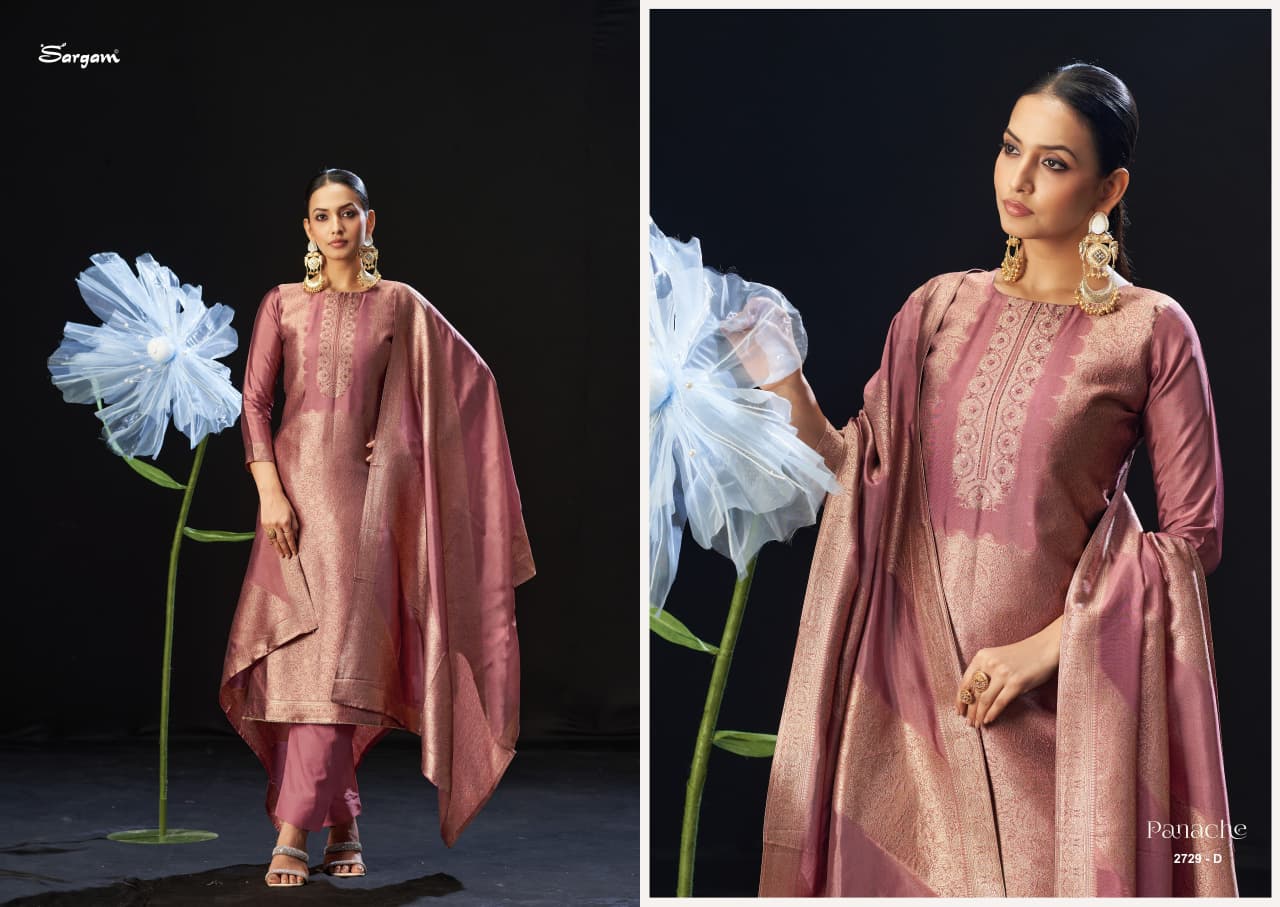 Panache Sargam Prints Silk Jacquard Pant Style Suits Wholesale Rate