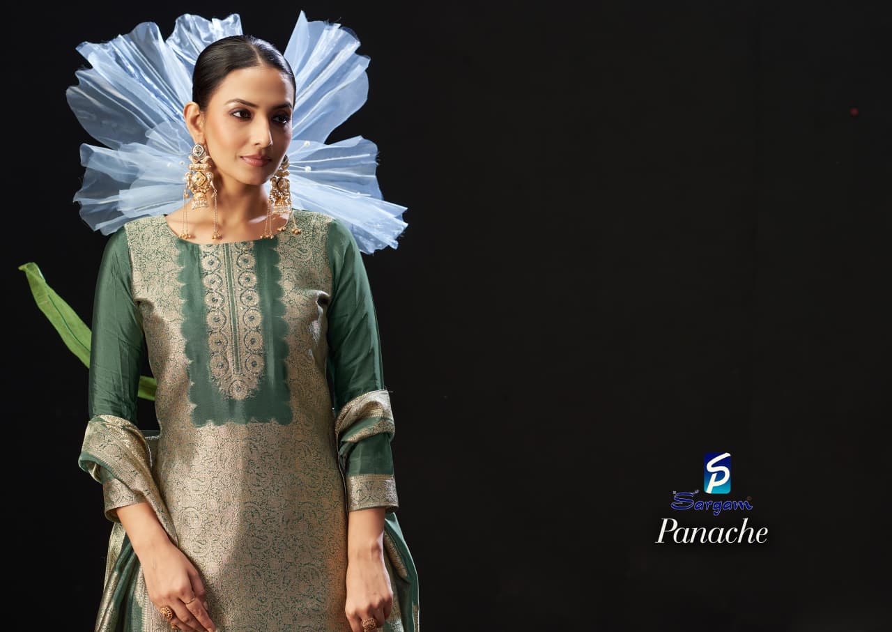 Panache Sargam Prints Silk Jacquard Pant Style Suits Wholesale Rate
