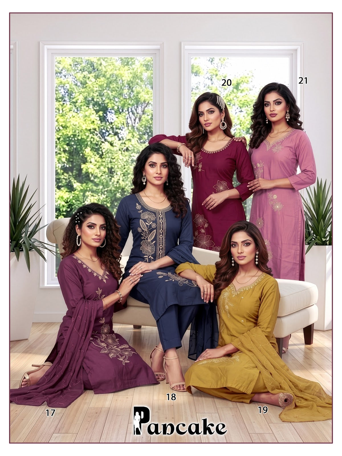 Pancake Prmnt Roman Silk Readymade Pant Style Suits Wholesaler Ahmedabad