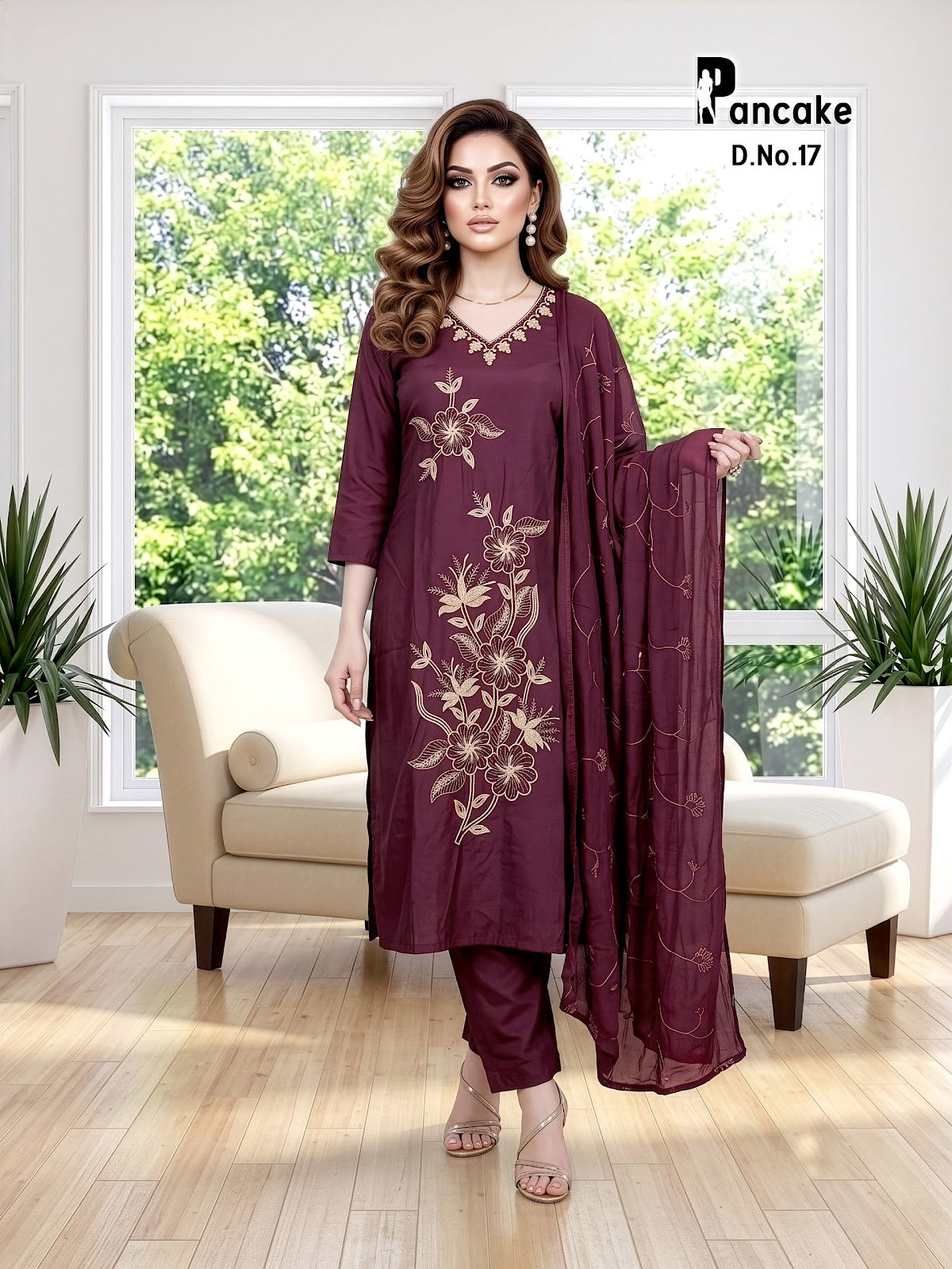 Pancake Prmnt Roman Silk Readymade Pant Style Suits Wholesaler Ahmedabad