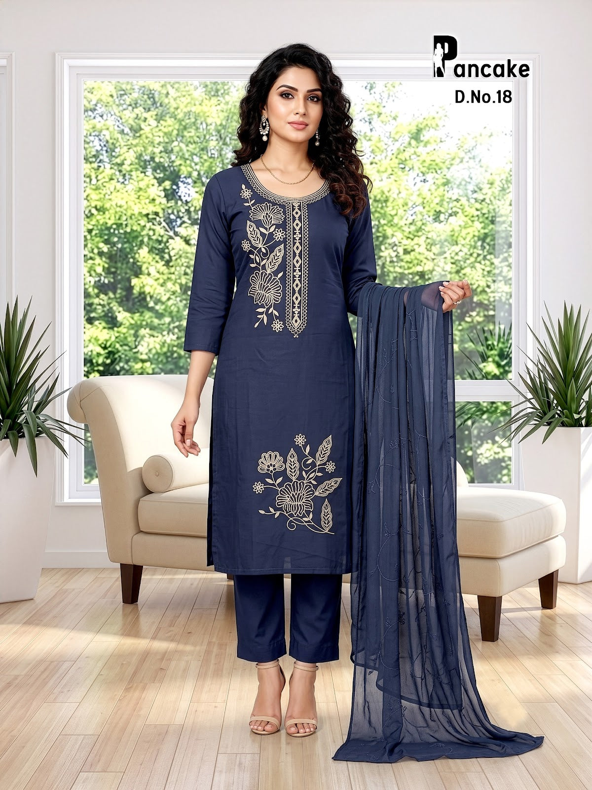 Pancake Prmnt Roman Silk Readymade Pant Style Suits Wholesaler Ahmedabad